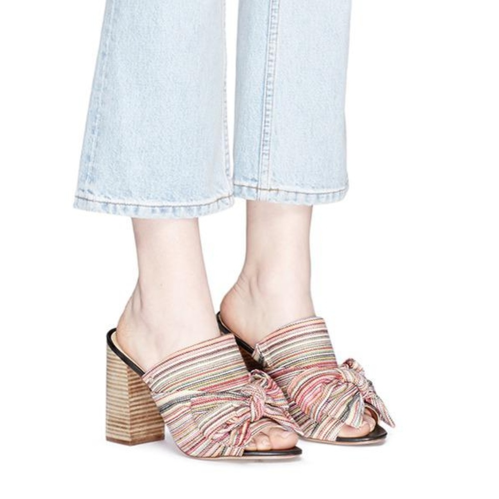 Sam Edelmann Yumi Block Heel Denim Striped Mules - Picture 8 of 8